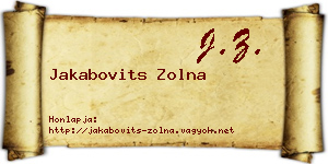 Jakabovits Zolna névjegykártya